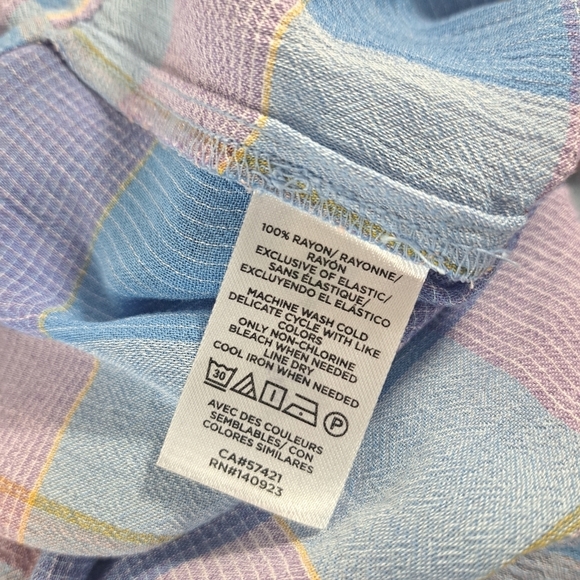 LOFT Blue and Pink checkered adjustable tie straps LARGE New with tags - Picture 6 of 6